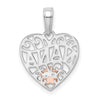 14k White Gold with Rose Gold Flower NANA Heart Pendant