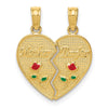 14k Enameled Flowers MOTHER - DAUGHTER 2-Piece Break-apart Pendant