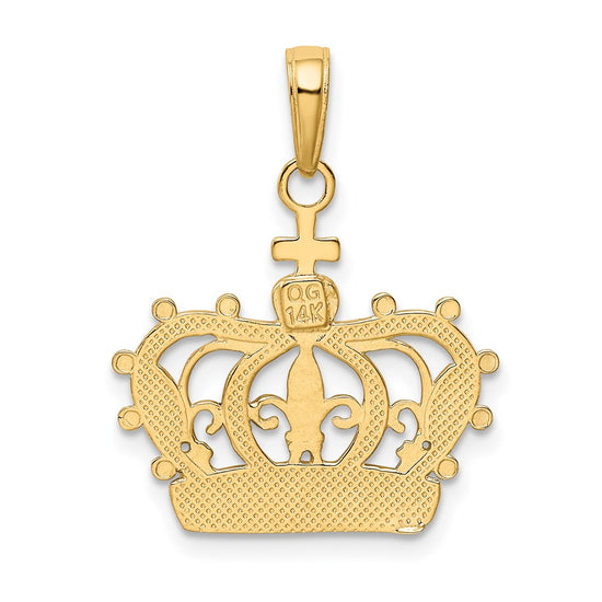 14K and White Rhodium Crown Pendant