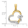 14k and White Rhodium Cherub on Heart Pendant