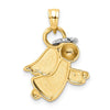14k and White Rhodium Diamond-cut Halo on Angel Pendant