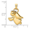 14k and White Rhodium Diamond-cut Halo on Angel Pendant