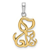 14k and White Rhodium Diamond-cut Dog and Puppy Pendant
