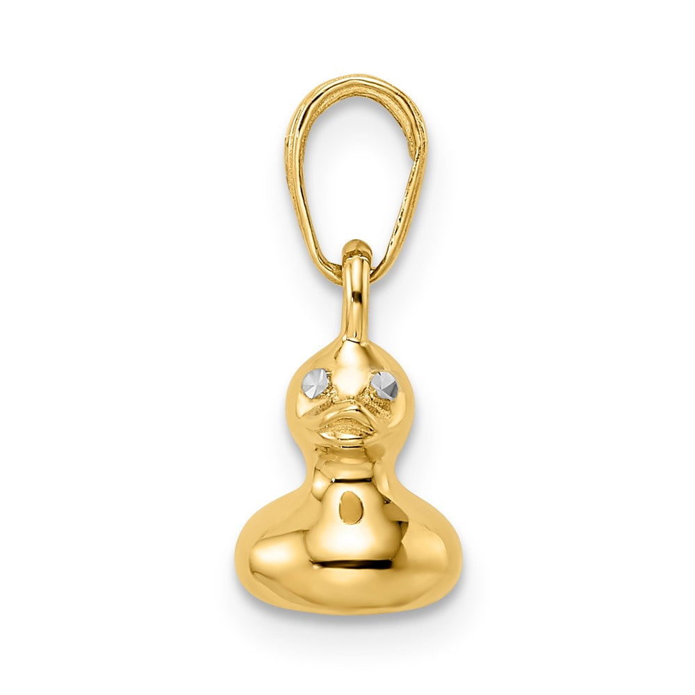 14k and White Rhodium 3-D Duck Pendant