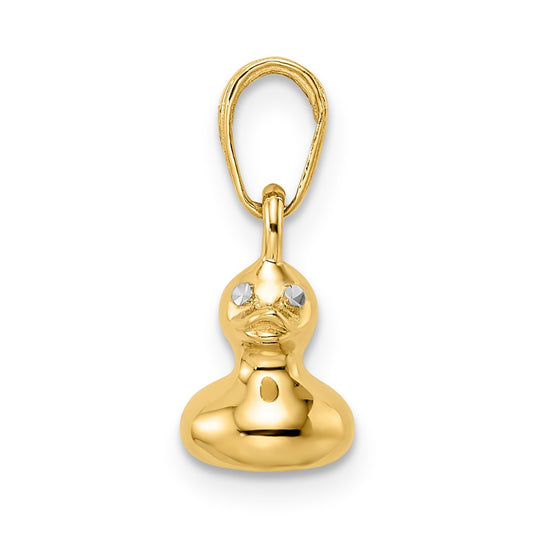14k and White Rhodium 3-D Duck Pendant