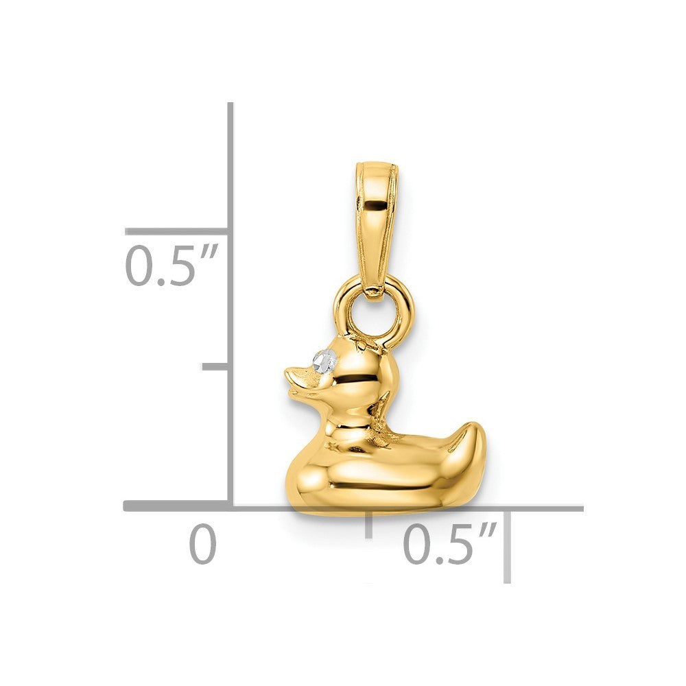14k and White Rhodium 3-D Duck Pendant