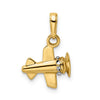 14k and White Rhodium 3-D Diamond-cut Airplane Pendant