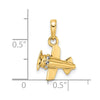 14k and White Rhodium 3-D Diamond-cut Airplane Pendant