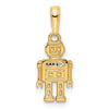 14k and White Rhodium Diamond-cut Robot Pendant
