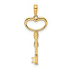 14k and White Rhodium Diamond-cut Heart Key Pendant
