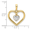 14k and White Rhodium Diamond-cut Heart Dangle in Heart Pendant