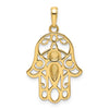 14k and White Rhodium Diamond-cut Evil Eye Hamsa Pendant