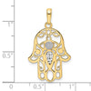 14k and White Rhodium Diamond-cut Evil Eye Hamsa Pendant