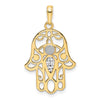 14k and White Rhodium Diamond-cut Evil Eye Hamsa Pendant