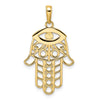 14k and White Rhodium Diamond-cut Evil Eye Filigree Hamsa Pendant