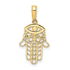 14k and White Rhodium Diamond-cut Evil Eye Filigree Hamsa Pendant