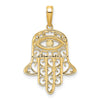 14k and White Rhodium Diamond-cut Filigree Evil Eye Hamsa Pendant