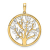 14k and White Rhodium Diamond-cut Tree of Life Pendant