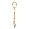 14k and White Rhodium Diamond-cut Cat and Ball Pendant