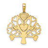 14k and White Rhodium Diamond-cut Heart Tree of Life Pendant