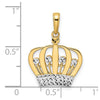 14k and White Rhodium Diamond-cut Crown Pendant
