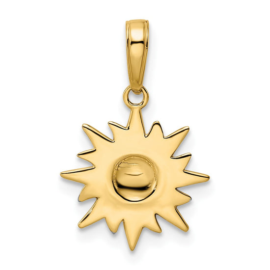 14k and White Rhodium Diamond-cut Sun Pendant