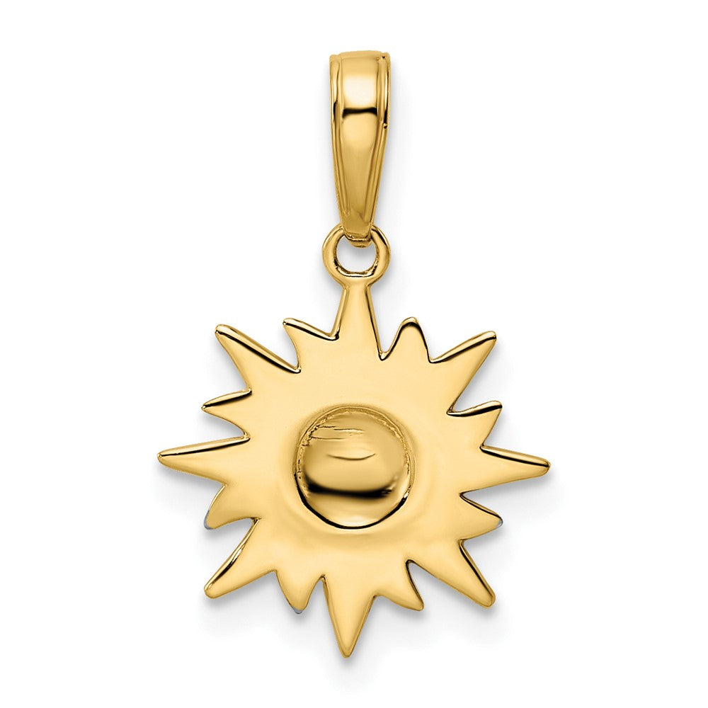 14k and White Rhodium Diamond-cut Sun Pendant