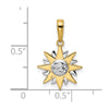 14k and White Rhodium Diamond-cut Sun Pendant