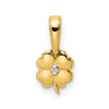 14k and White Rhodium Diamond-cut 4-Leaf Clover Pendant