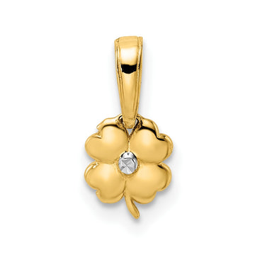 14k and White Rhodium Diamond-cut 4-Leaf Clover Pendant