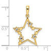 14k and White Rhodium Diamond-cut Stars Pendant