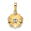 14k and White Rhodium Diamond-cut Flower Pendant