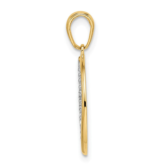 14k and White Rhodium Diamond-cut Shooting Star Pendant