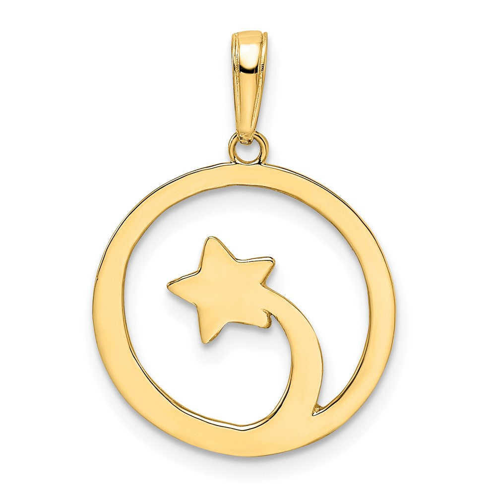 14k and White Rhodium Diamond-cut Shooting Star Pendant