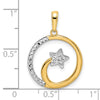14k and White Rhodium Diamond-cut Shooting Star Pendant