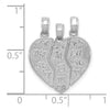 14k White Gold 3-Piece Break-apart BIG SIS-MOM-LIL SIS Charm