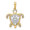14k and White Rhodium Diamond-cut Filigree Turtle Pendant