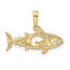 14k and White Rhodium Diamond-cut Fish Pendant