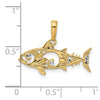 14k and White Rhodium Diamond-cut Fish Pendant