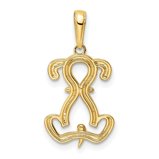 14k and White Rhodium Diamond-cut Sitting Puppy Pendant
