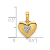 14k and White Rhodium Diamond-cut Puffed Heart Pendant