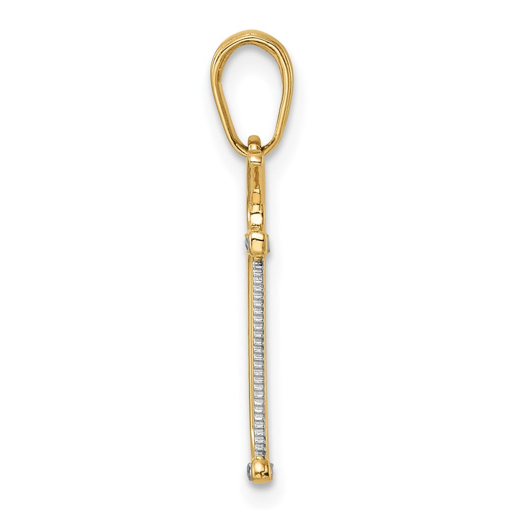 14k and White Rhodium Diamond-cut Hacksaw Pendant