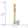 14k and White Rhodium Diamond-cut Axe Pendant