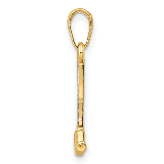 14k and White Rhodium Diamond-cut Hammer Pendant