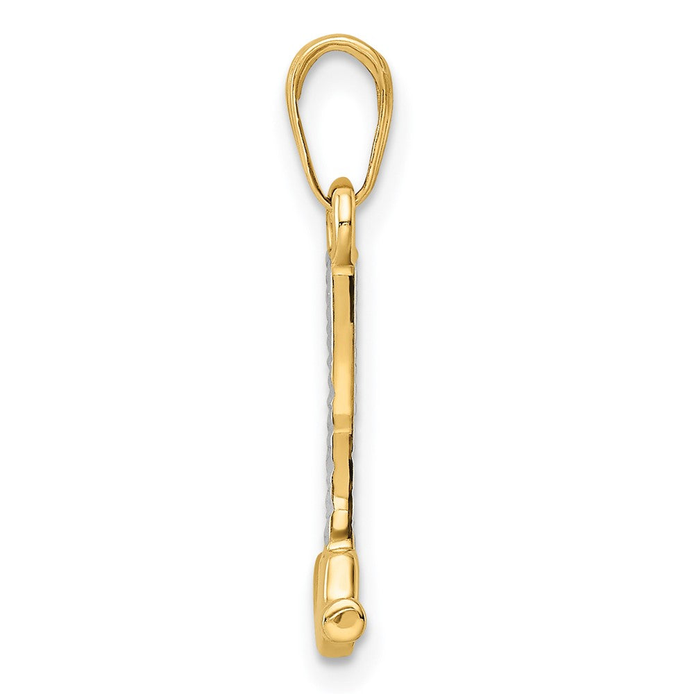 14k and White Rhodium Diamond-cut Hammer Pendant