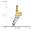 14k and White Rhodium Diamond-cut Saw Pendant