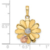 14k with White and Rose Rhodium Diamond-cut Ladybug on Flower Pendant