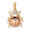 14k with White and Rose Rhodium Diamond-cut Ladybug Pendant