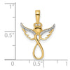 14K and White Rhodium Diamond-cut Infinity Angel Pendant