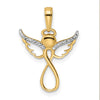 14K and White Rhodium Diamond-cut Infinity Angel Pendant